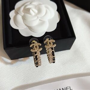 CHANEL Elegant Gold and Black Earrings